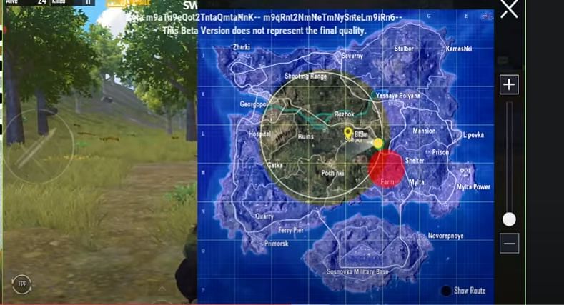 Map route information feature in PUBG Mobile (Image via Classified YT)